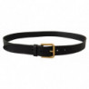Cintura con logo in metallo dorato in pelle nera - 90 CM / 36 INCHES