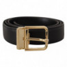 Cintura fibbia logo metallo dorato pelle classica nera - 90 CM / 36