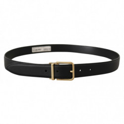Cintura fibbia logo metallo dorato pelle classica nera - 90 CM / 36