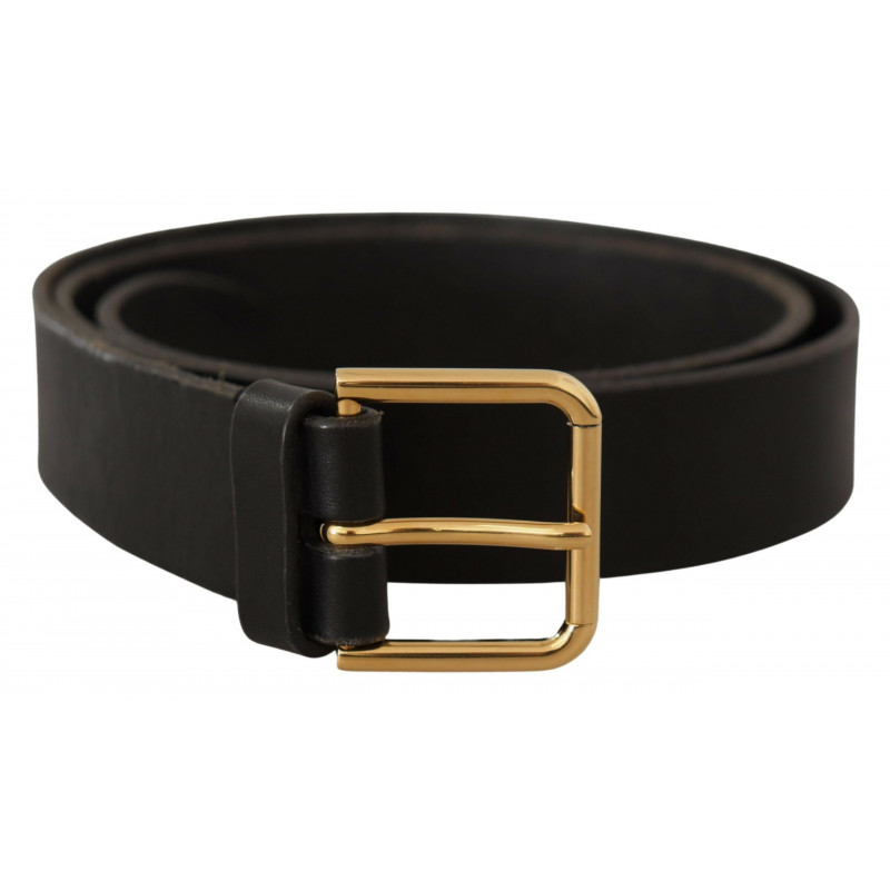 Cintura pelle vitello fibbia logo metallo dorato marrone - 95 CM /
