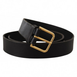 Cintura pelle vitello fibbia logo metallo dorato marrone - 95 CM /