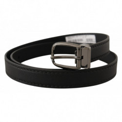 Cintura fibbia logo metallo pelle nera - 95 CM / 38 INCHES
