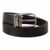 Cintura fibbia metallo cromato tono argento pelle nera - 80 CM / 32