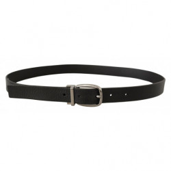 Cintura fibbia metallo cromato tono argento pelle nera - 80 CM / 32