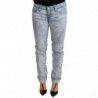 Pantaloni denim orlo piegato cotone lavato azzurro - W26 - IT40