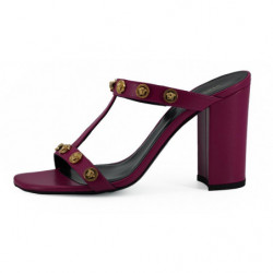 Sandali con tacco alto in pelle di vitello viola - EU37/US7