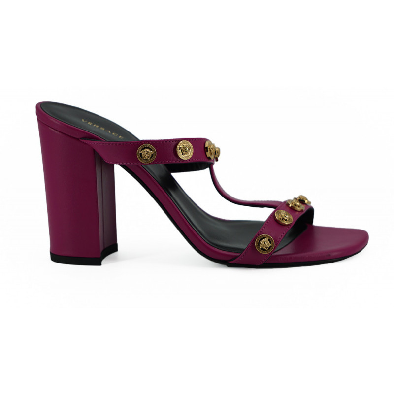 Sandali con tacco alto in pelle di vitello viola - EU39/US9