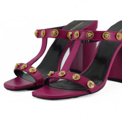 Sandali con tacco alto in pelle di vitello viola - EU39/US9