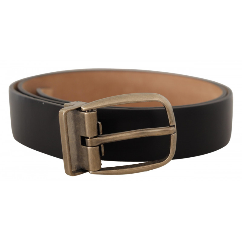 Cintura fibbia metallo vintage pelle marrone nero - 85 CM / 34 INCHES