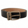 Cintura fibbia metallo vintage pelle marrone nero - 85 CM / 34 INCHES