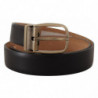 Cintura fibbia metallo vintage pelle marrone nero - 85 CM / 34 INCHES