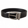 Cintura fibbia logo metallo cromato argento pelle nera - 80 CM / 32