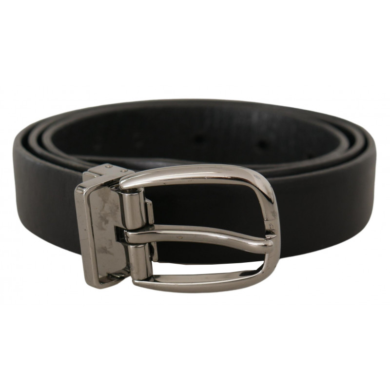 Cintura fibbia metallo logo cromato pelle nera - 95 CM / 38 INCHES