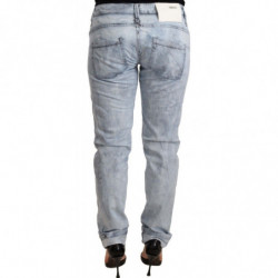 Pantaloni denim orlo piegato cotone lavato azzurro - W26 - IT40