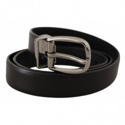 Cintura fibbia metallo logo cromato pelle nera - 95 CM / 38 INCHES