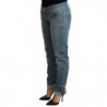 Pantaloni da donna in cotone lavato blu con orlo piegato - W26 - IT40