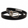 Cintura fibbia metallo tono argento pelle nera solida - 95 CM / 38