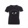 T-shirt nera in cotone stampato con occhi - M