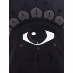 T-shirt nera in cotone stampato con occhi - M