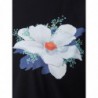 T-shirt nera in cotone stampato con fiore - XS