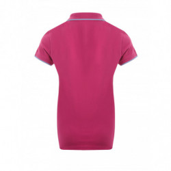 Polo in piquet di cotone rosa con ricamo tigre - M
