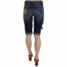 Pantaloncini Capri in cristallo a vita media in denim blu - IT38-XS