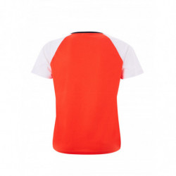 T-shirt in cotone rosso con maniche bianche a contrasto - S