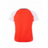 T-shirt in cotone rosso con maniche bianche a contrasto - S