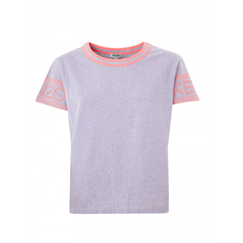 T-shirt in cotone grigio melange con logo a contrasto - M