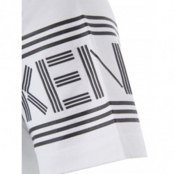 T-shirt in cotone bianco con logo a contrasto - S