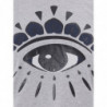 T-shirt in cotone grigio con stampa con occhi davanti - S