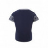 T-shirt in cotone blu con logo a contrasto sulle maniche - S