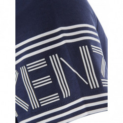 T-shirt in cotone blu con logo a contrasto sulle maniche - S
