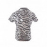 T-shirt grigia in cotone con stampa animalier in metallo allover - L