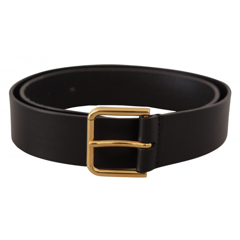 Cintura fibbia metallo logo tono oro pelle vitello nera - 85 CM / 3