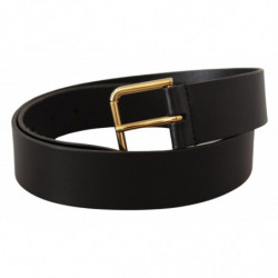 Cintura fibbia metallo logo tono oro pelle vitello nera - 85 CM / 3