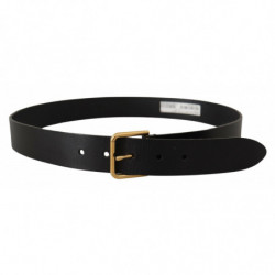 Cintura fibbia metallo logo tono oro pelle vitello nera - 85 CM / 3
