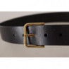 Cintura fibbia metallo logo tono oro pelle vitello nera - 85 CM / 3