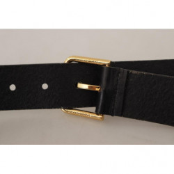Cintura fibbia metallo logo tono oro pelle vitello nera - 85 CM / 3
