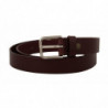 Cintura fibbia metallo color argento pelle vitello marrone - 80 CM