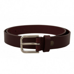 Cintura fibbia metallo color argento pelle vitello marrone - 80 CM