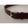 Cintura fibbia metallo color argento pelle vitello marrone - 80 CM