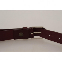 Cintura fibbia metallo color argento pelle vitello marrone - 80 CM