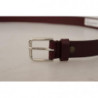 Cintura fibbia metallo color argento pelle vitello marrone - 80 CM
