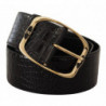 Cintura fibbia logo DG metallo dorato stampa coccodrillo nero - 75