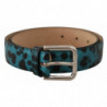 Cintura fibbia metallo logo pelle stampa leopardo blu - 75 CM / 30