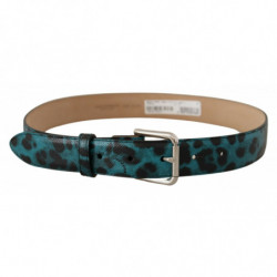 Cintura fibbia metallo logo pelle stampa leopardo blu - 75 CM / 30