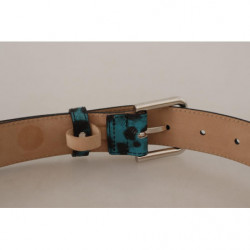 Cintura fibbia metallo logo pelle stampa leopardo blu - 75 CM / 30
