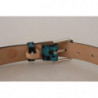 Cintura fibbia metallo logo pelle stampa leopardo blu - 75 CM / 30