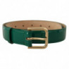Cintura fibbia logo inciso pelle verniciata verde - 75 CM / 30 INCHES